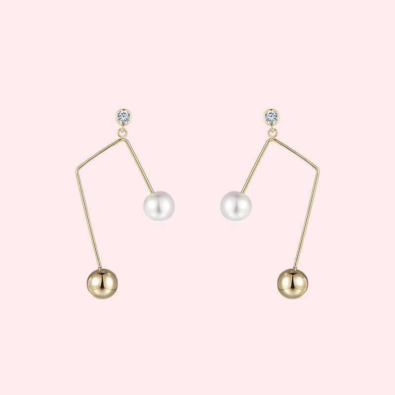 Simple design, simple design, sense of metal sound, imitation pearl earring, ear clip, ear clip, no ear hole, female, European and American personality, cold - dianjiang-