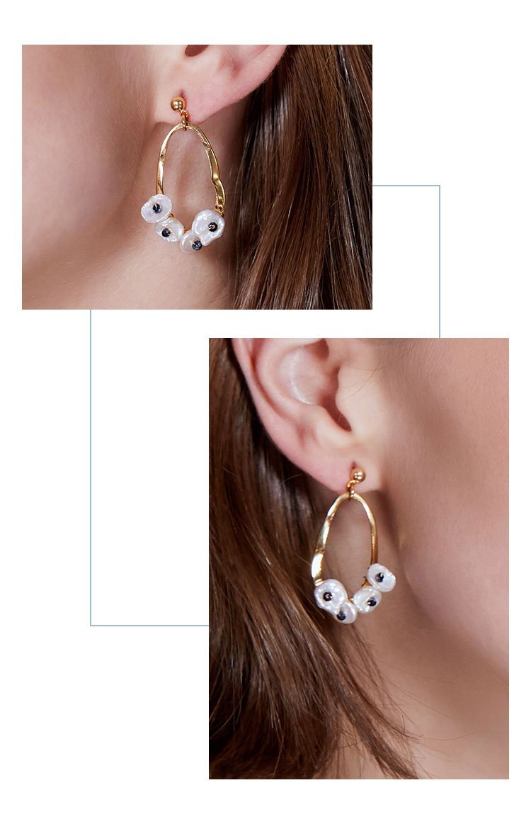 Baroque exquisite retro court atmosphere quality gold metal pearl earrings no ear hole ear clip girl - dianjiang-