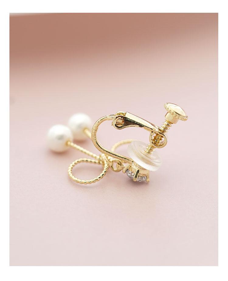 Cute metal bow, zircon, small pearl, delicate earnail, no ear hole, no pain, ear clip, women's daily versatility - dianjiang-