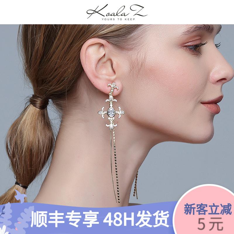 Clean warehouse, flawless, lint free cloth bag, original 85, do not return, do not change Baroque big cross, Tassel Earrings - dianjiang-