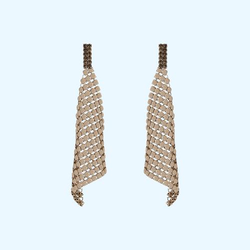 Grey metal cloth texture European and American retro temperament female long earrings earrings without earholes female ear clip personality trendsetter - dianjiang-