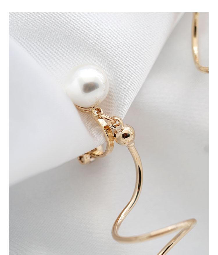 Design sense of minimalist cold wind wind wind large pearl long earring earrings without ear holes female European and American exaggeration - dianjiang-