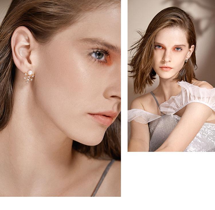 Everyday, all kinds of natural pearls, stars, zircon, advanced, small and simple earrings, earrings, painless, no ear hole, ear clip - dianjiang-