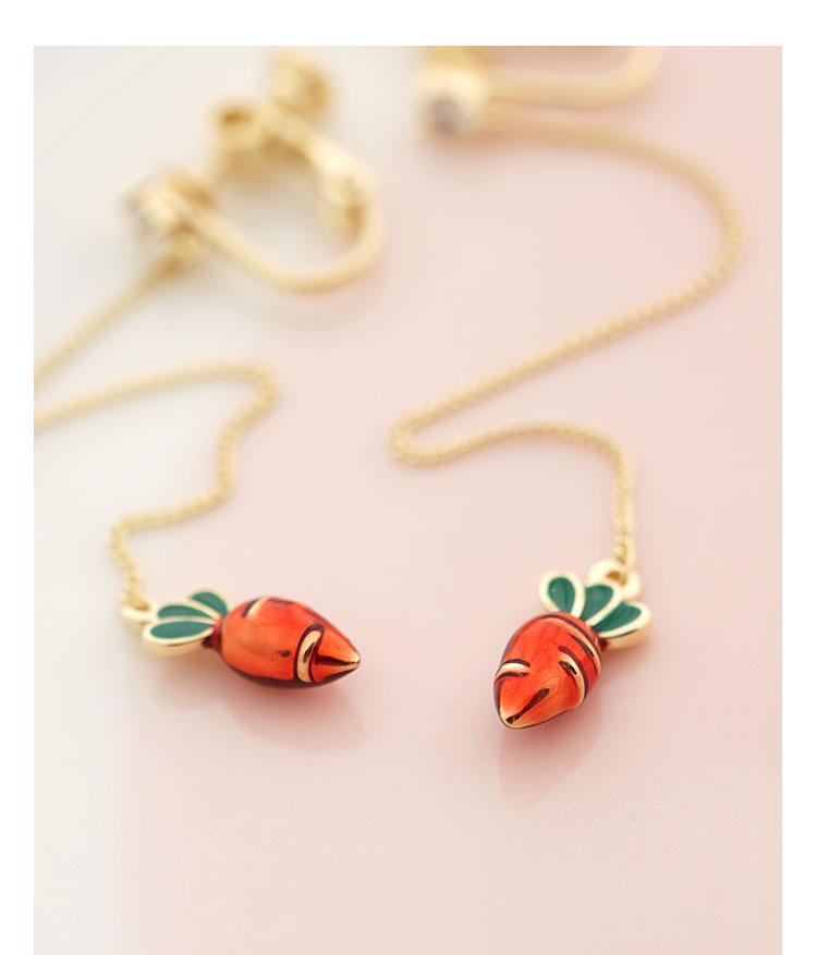 Cute drop of glaze metal carrot Japanese vitality sweet earring earring earring female painless daily - dianjiang-