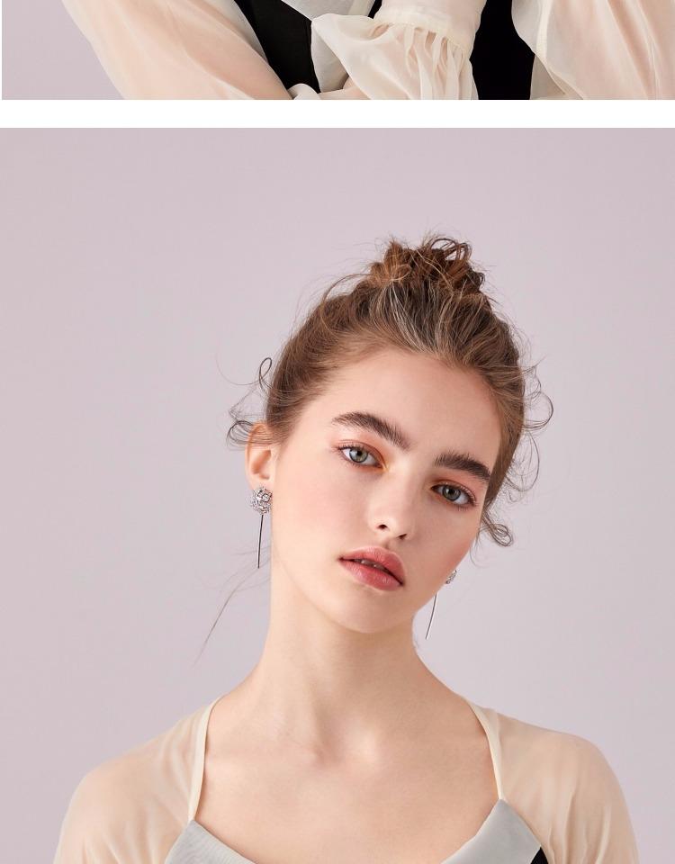 Dandelion flower ball pure temperament atmosphere fresh long Tassel Earrings ear clip earless female exaggeration Japan - dianjiang-