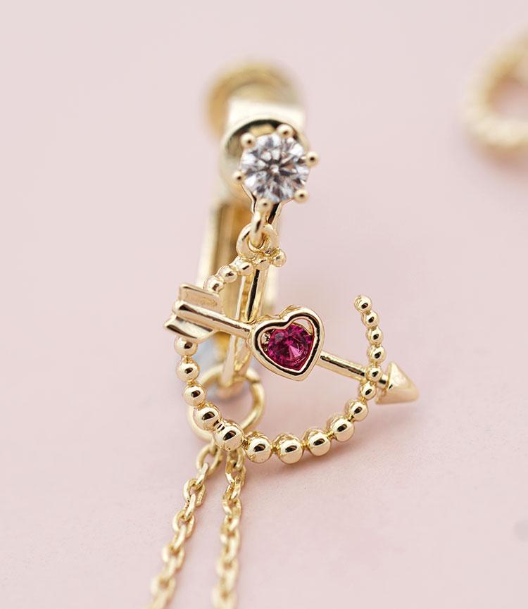 Cupid's Arrow Chic red love pearl long tassel earrings ear clip no ear hole girl - dianjiang-