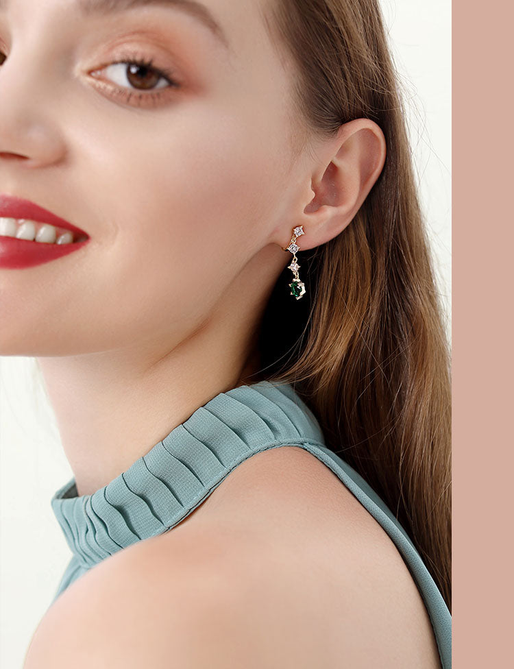 Clearance Flaw-free Flawless Flawless Bags Do Not Return and Do Not Change Asymmetric Emerald Earrings Earrings - dianjiang-