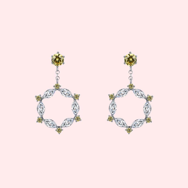 Fairy wreath European and American temperament simple crystal earrings earrings no ear hole female Korean Europe and the United States - dianjiang-