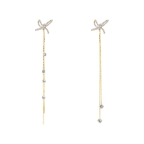 Super immortal heavy industry shows thin, long, cold and cool temperament, super long bow tie, tassel, earring, ear clip, female round face without ear hole - dianjiang-