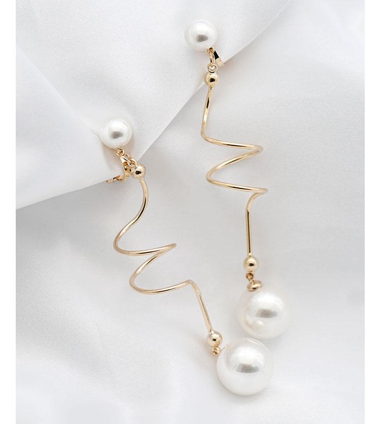 Design sense of minimalist cold wind wind wind large pearl long earring earrings without ear holes female European and American exaggeration - dianjiang-