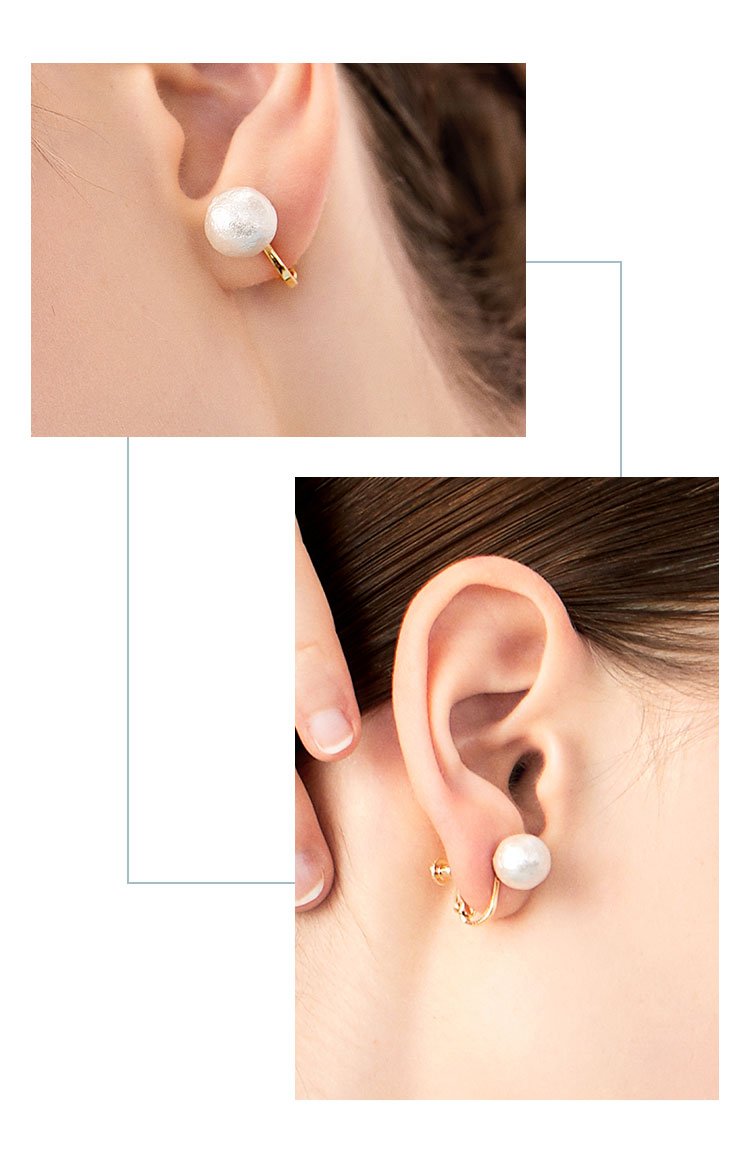 Understand! Gentle and versatile Japanese cotton pearl single pearl stud earrings with adjustable spiral clip - dianjiang-