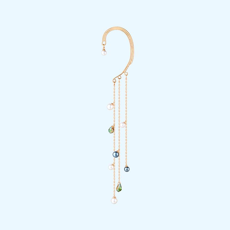 Koala pig elf personality earring long earring multilayer pearl tassel earbone clip earring female - dianjiang-