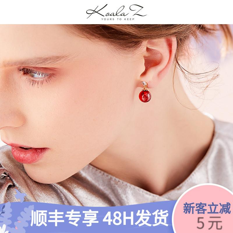 转运 新款简约鼠年红色本命年气质耳钉无痛无耳洞耳夹女喜庆新年 - dianjiang-