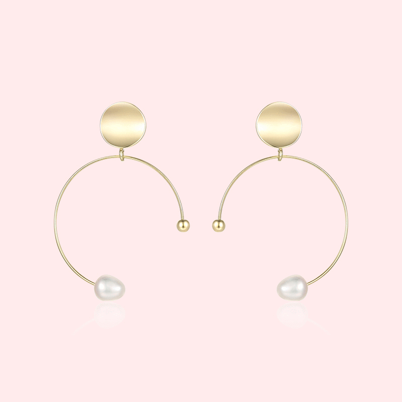 C-shaped circular arc simple and versatile natural pearl millet bead extremely simple earring ear clip without ear hole female Korean cold - dianjiang-