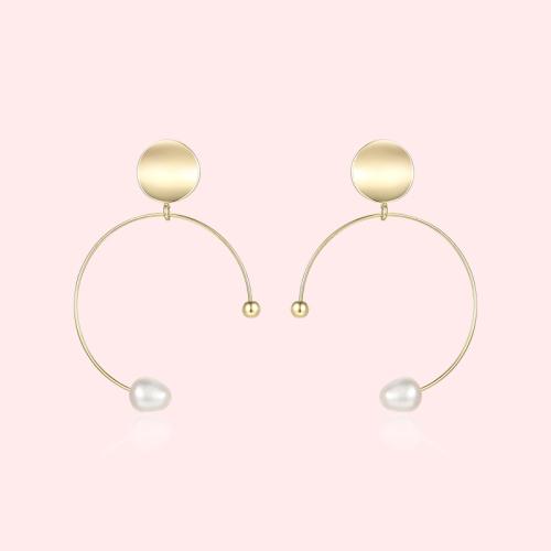 C-arc simple Joker natural Pearl millet beads very simple earrings earring earring female Korean version of indifference - dianjiang-