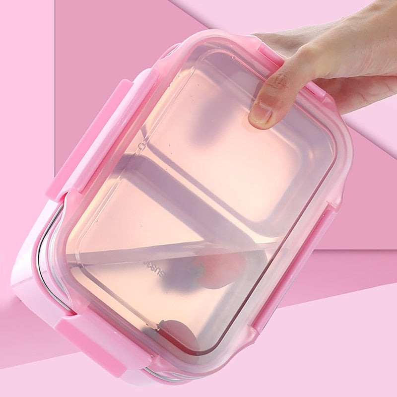 ONEUP 304 Stainless Steel Lunch Box For Kid New Two-layers Bento Box For Student Food Container With Tableware Lunch Bag Kitchen - dianjiang-