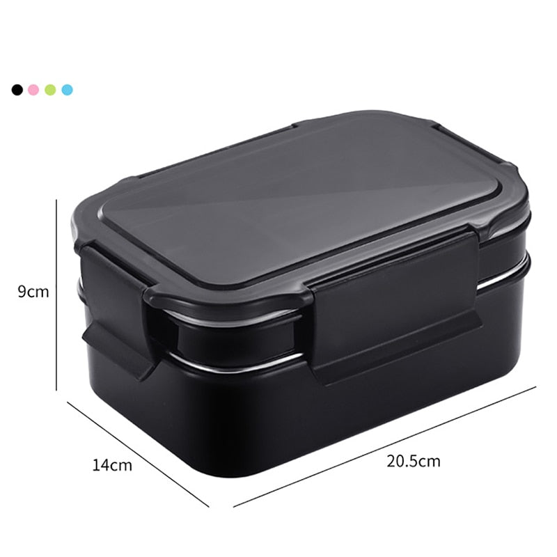 ONEUP 304 Stainless Steel Lunch Box For Kid New Two-layers Bento Box For Student Food Container With Tableware Lunch Bag Kitchen - dianjiang-