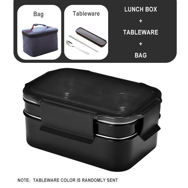 ONEUP 304 Stainless Steel Lunch Box For Kid New Two-layers Bento Box For Student Food Container With Tableware Lunch Bag Kitchen - dianjiang-