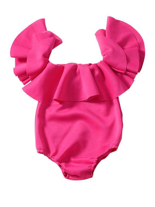 Off Shoulder Baby Girl Pink Romper Onesie - dianjiang-
