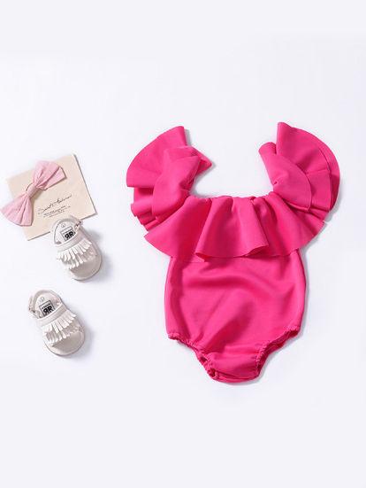 Off Shoulder Baby Girl Pink Romper Onesie - dianjiang-
