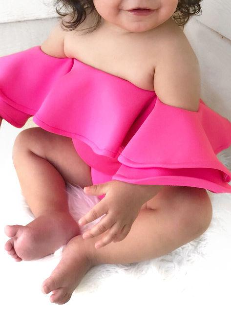 Off Shoulder Baby Girl Pink Romper Onesie - dianjiang-