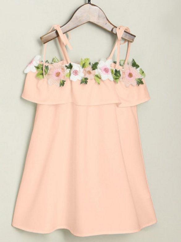 Mommy And Me Family Fitted Floral Flower Embroidery Off Shoulder Dress White And Pink - dianjiang-