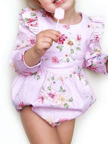 Infant Girl Onesie Flutter Long-sleeved Bodysuit with Headband - dianjiang-