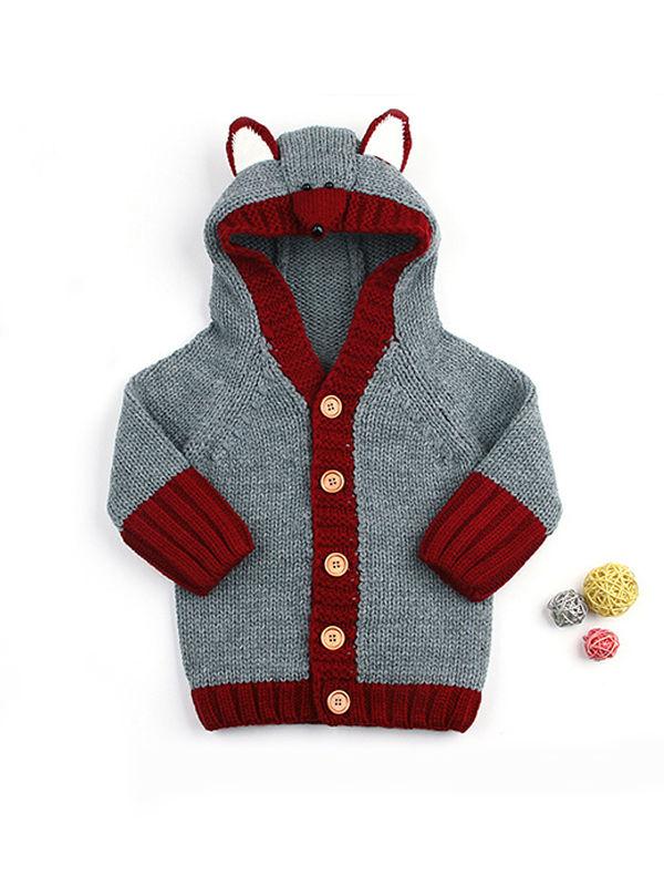 Bear Pattern Baby Hoodie Long Sleeve Buttoned Coats Outwear - dianjiang-