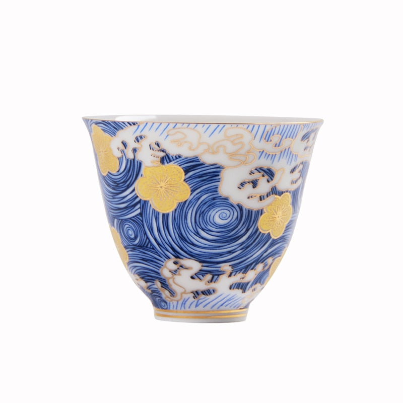 PINNY "STARRY NIGHT" Color Enamel Teacups Hand Made Ceramic Tea Cup Chinese Kung Fu Tea Set High Quality Cup And Saucer - dianjiang-