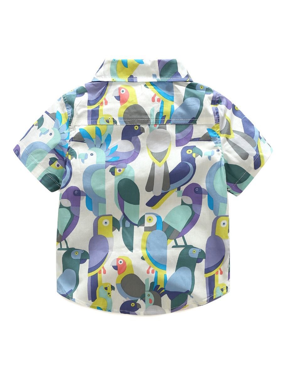 Parrot Shirt+Blue Shorts 2-Piece Summer Little Big Boy Outfit - dianjiang-