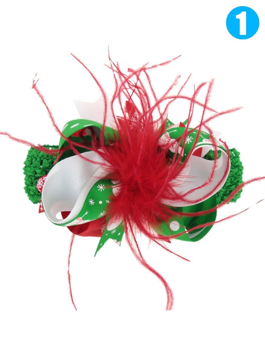 Feather Trimmed Colorful Hair Clip Christmas Party Hair Ornaments - dianjiang-