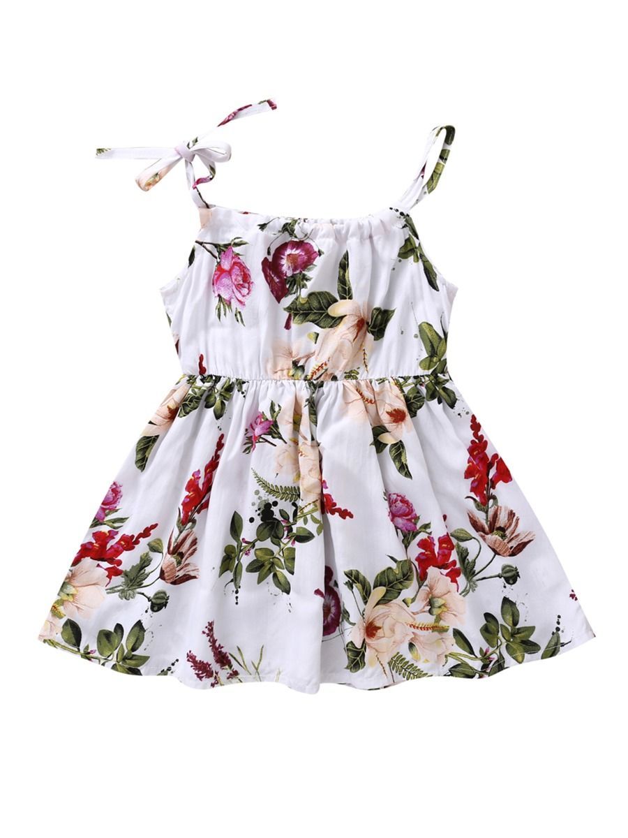 Fashion Flower Print Baby Girls Suspender Dresses - dianjiang-