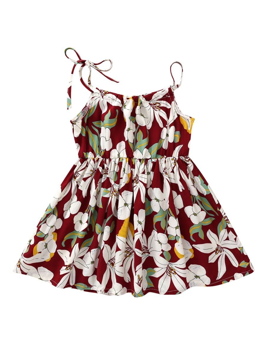 Fashion Flower Print Baby Girls Suspender Dresses - dianjiang-