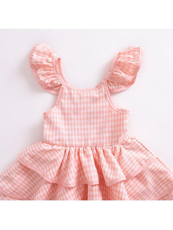 Pink Backless Gingham Tutu Princess Dress For Baby Toddler Girls - dianjiang-