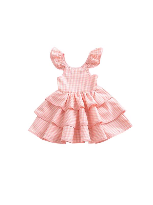 Pink Backless Gingham Tutu Princess Dress For Baby Toddler Girls - dianjiang-