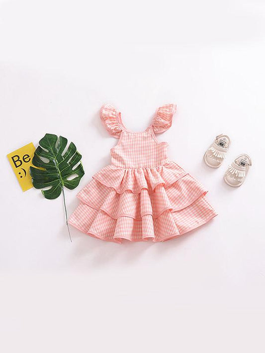 Pink Backless Gingham Tutu Princess Dress For Baby Toddler Girls - dianjiang-