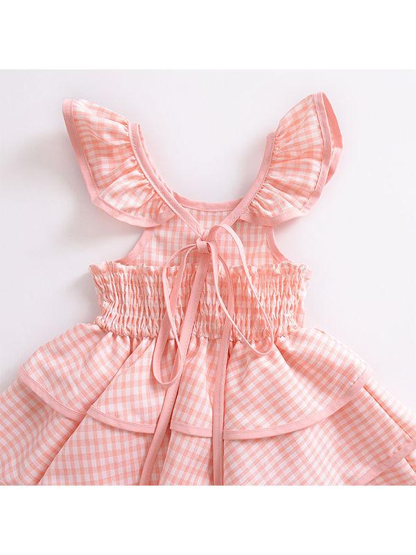 Pink Backless Gingham Tutu Princess Dress For Baby Toddler Girls - dianjiang-