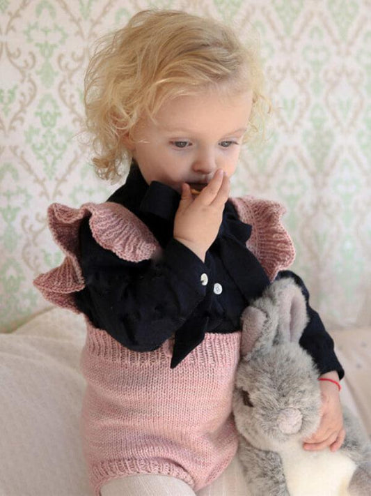 Pink Color Knitted Sleeveless Buttoned Romper for Babies - dianjiang-