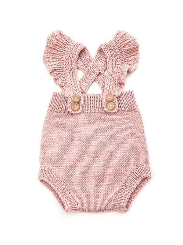 Pink Color Knitted Sleeveless Buttoned Romper for Babies - dianjiang-