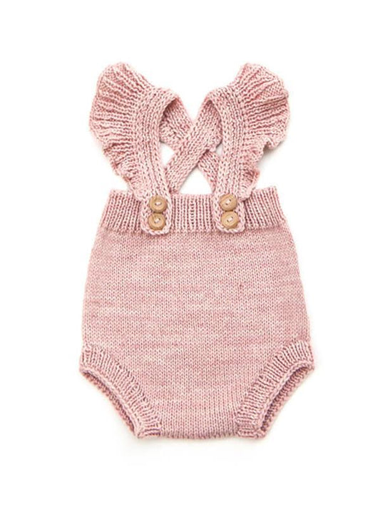 Pink Color Knitted Sleeveless Buttoned Romper for Babies - dianjiang-