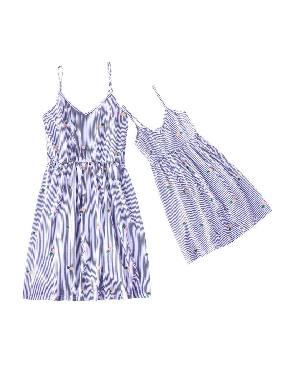 Mommy and Me Family Fitted Pinstripe Dress Pineapple Sundress - dianjiang-