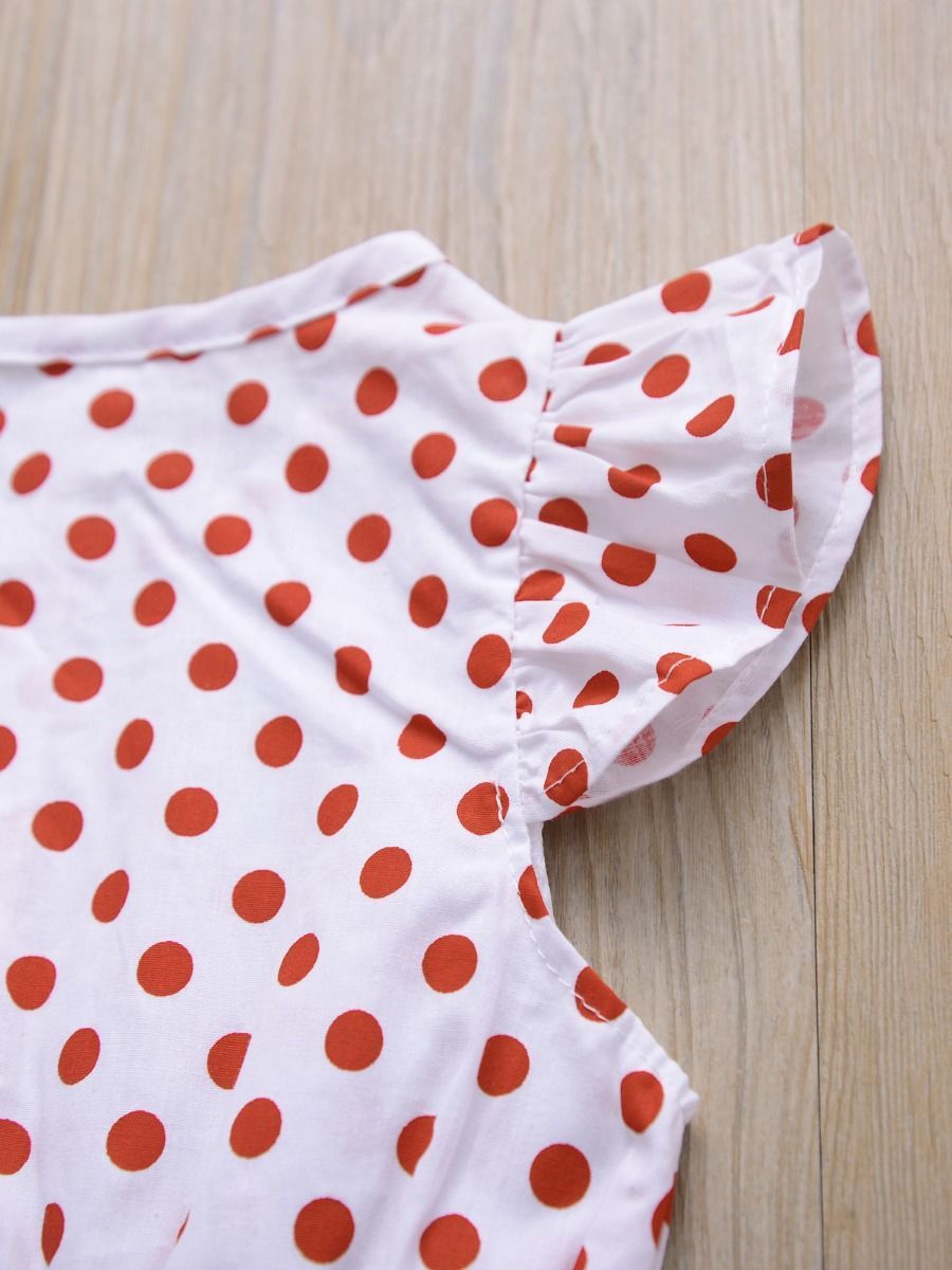 Polka Dots Flutter Sleeve Button Jumpsuit - dianjiang-