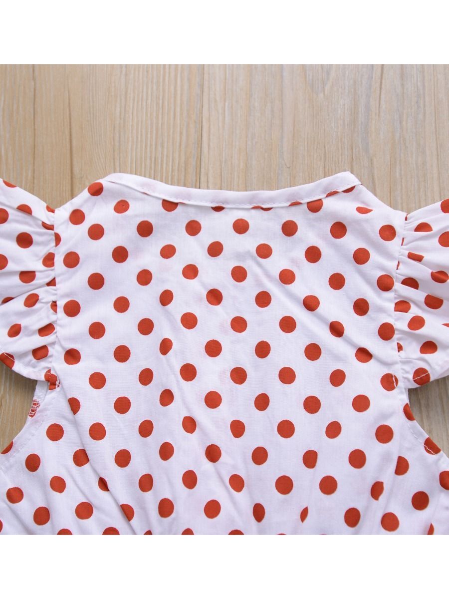 Polka Dots Flutter Sleeve Button Jumpsuit - dianjiang-