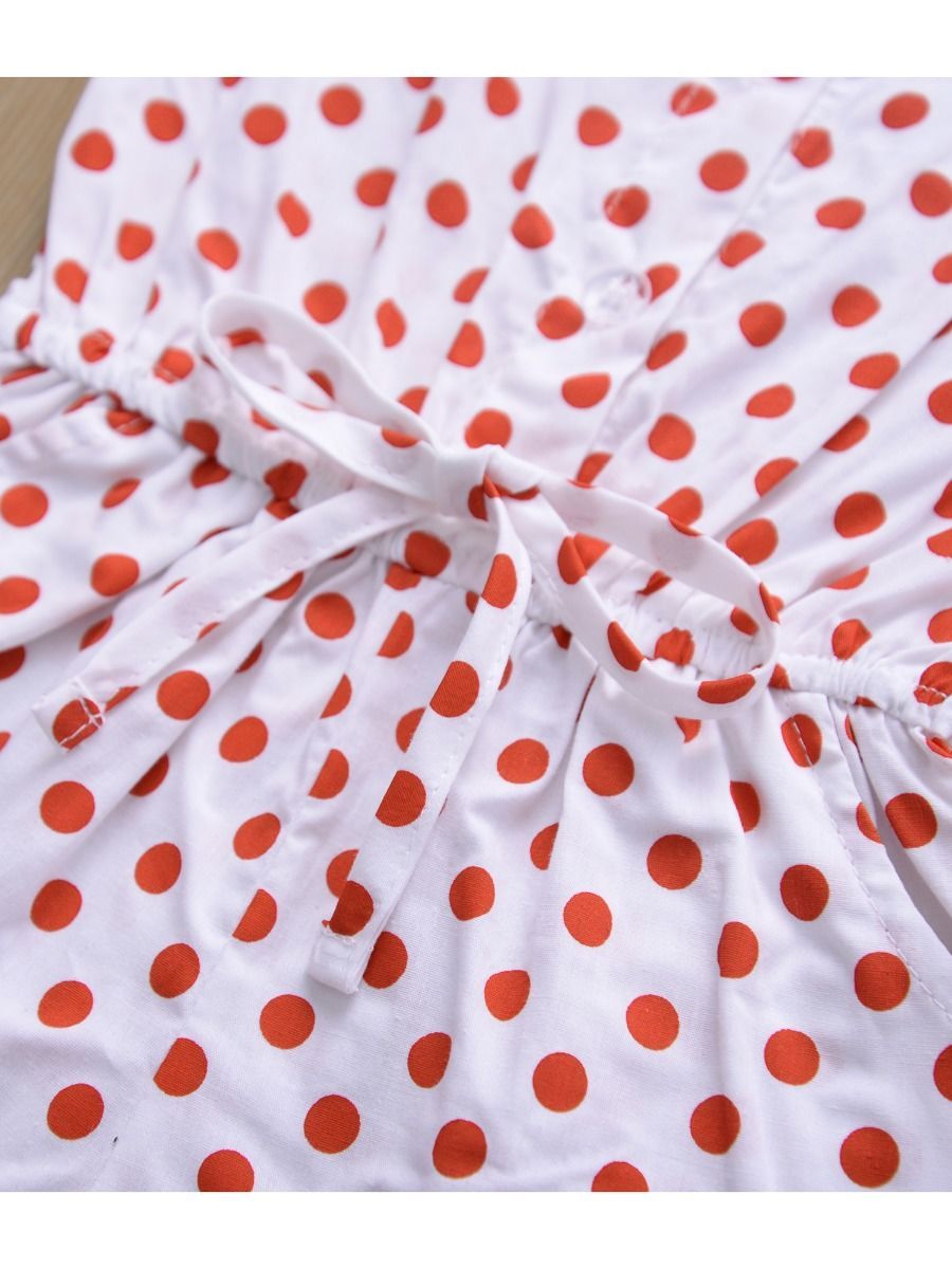 Polka Dots Flutter Sleeve Button Jumpsuit - dianjiang-