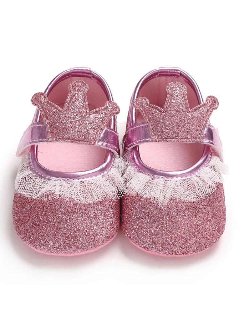Shimmering Powder Crown Trim Sandals Pre Walking Princess Shoes - dianjiang-