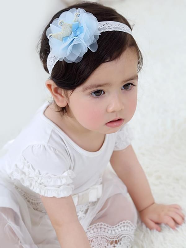 Princess Crown Pattern Head-wear Tulle Lace Elastic Headband - dianjiang-