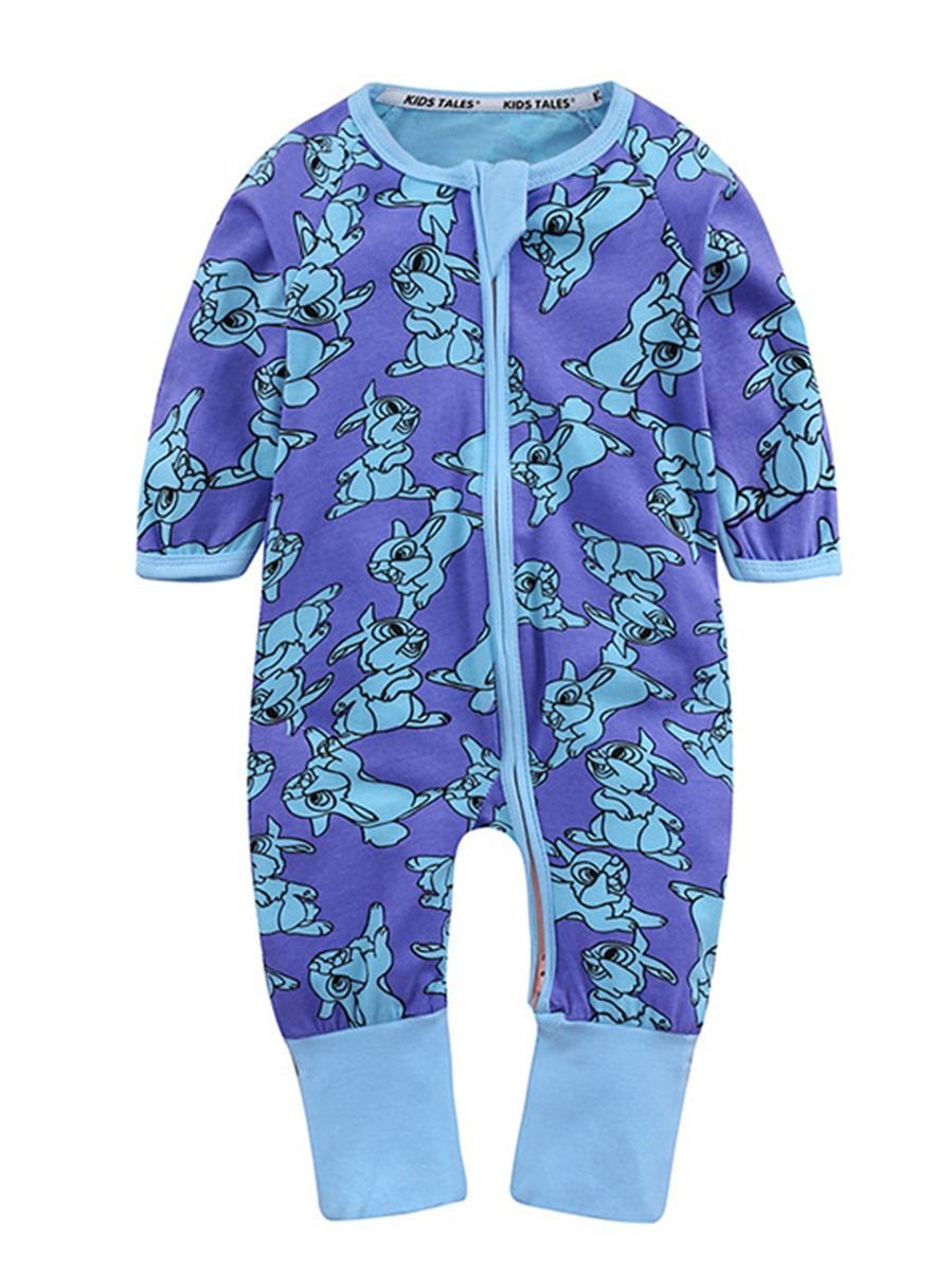 Spring Autumn Infant Boys Girl Cartoon Printed Zip Overalls - dianjiang-