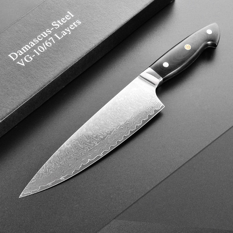 Professional Chef Knife Damascus Steel VG10 Japanese Kitchen Knives Butcher Gyuto 8 inch Cleaver Cook Knives Slicing G10 Handle - dianjiang-