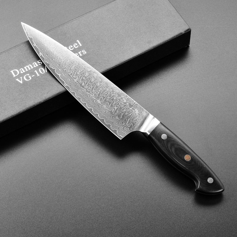 Professional Chef Knife Damascus Steel VG10 Japanese Kitchen Knives Butcher Gyuto 8 inch Cleaver Cook Knives Slicing G10 Handle - dianjiang-