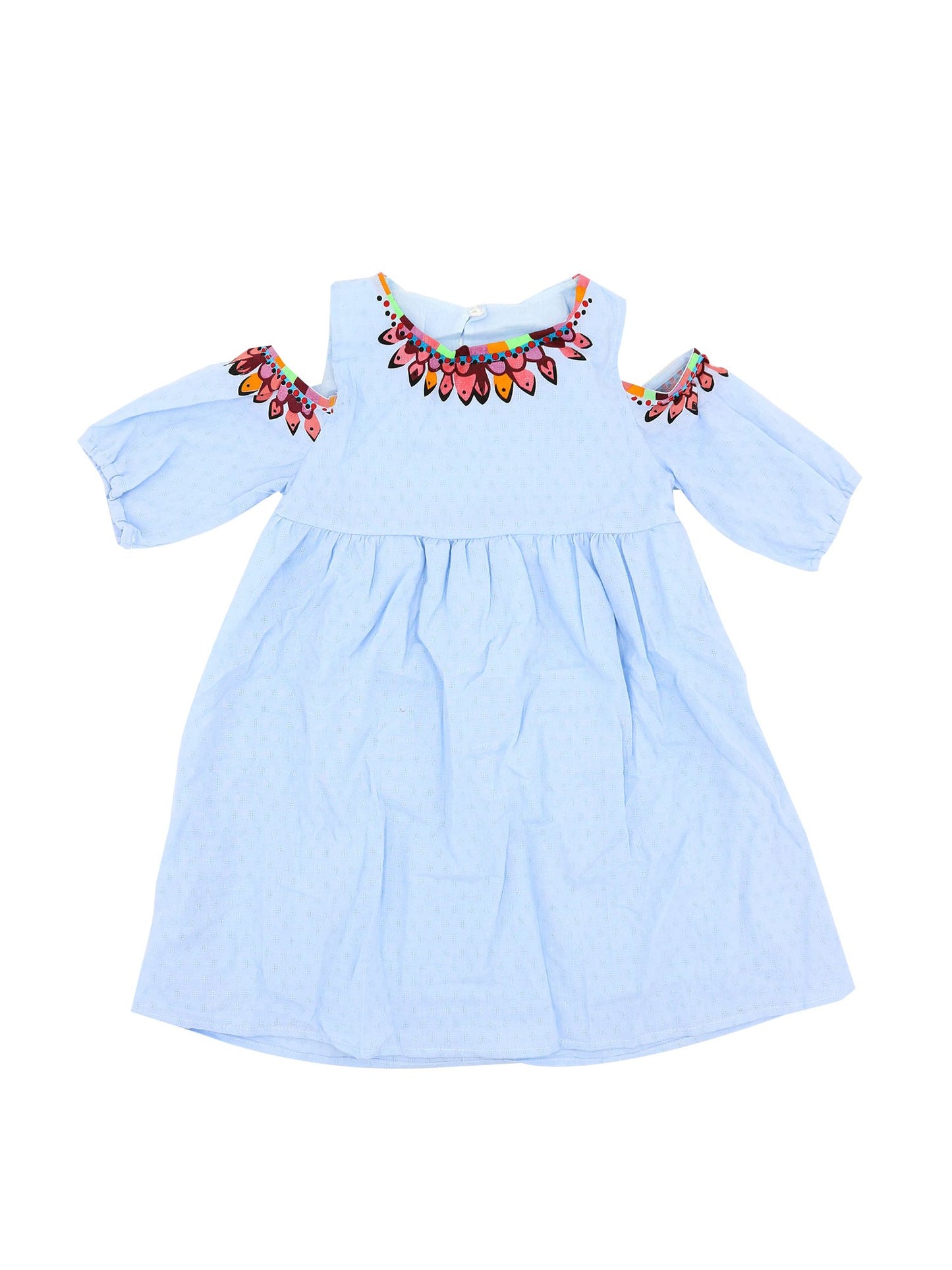 Cute Jacquard Pleated Toddlers Girls Off-shoulder Dress - dianjiang-